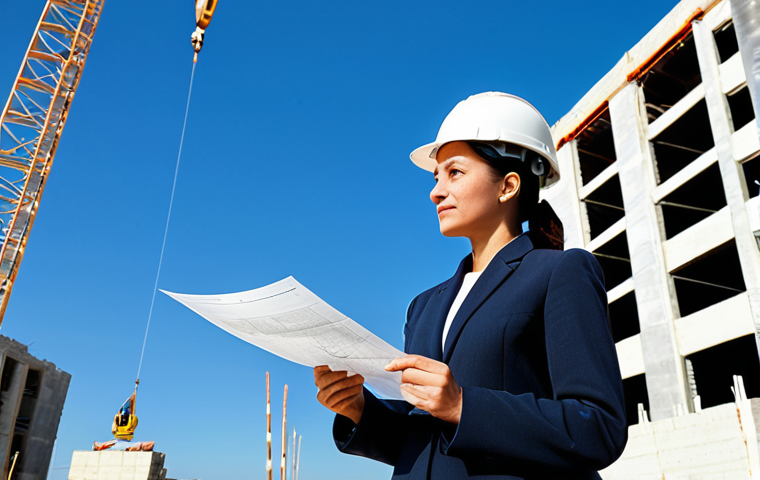**

"A fully clothed, professional female architect in modest attire, reviewing blueprints on a construction site. Background includes a partially built modern building, clear blue sky, construction workers in the distance. Perfect anatomy, correct proportions, natural pose, well-formed hands, proper finger count, natural body proportions, safe for work, appropriate content, professional, family-friendly."

**