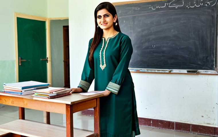 **

"A professional female teacher in Pakistan, wearing a traditional Shalwar Kameez in a classroom setting, fully clothed, appropriate attire, safe for work, perfect anatomy, natural proportions, family-friendly, high quality, showing her teaching enthusiastically."

**