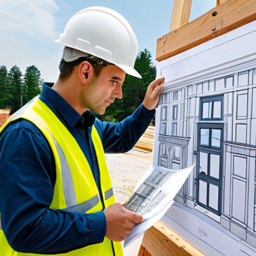 Home 27 **Prompt:** "A professional architect in modest attire, reviewing blueprints at a construction site, fully clothed, hard hat, safe for work, perfect anatomy, natural proportions, daytime, professional photography."