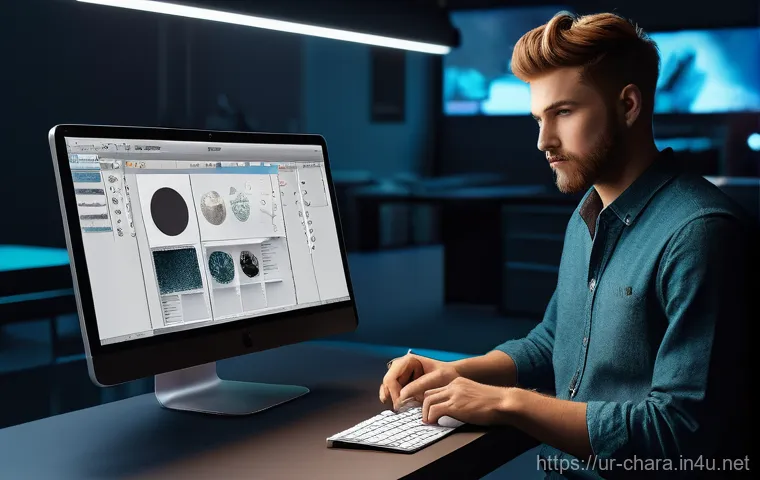 캐릭터디자인 자격증과 취업 성공 스토리 - **Prompt 1: The Aspiring Character Designer's Study**
    "A young, focused character designer, appe...