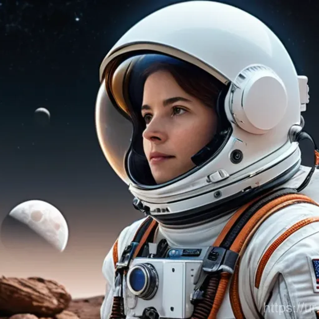 캐릭터디자인 자격증 필기 시험 대비 자료 정리 - A determined young female astronaut, aged approximately 20-25, with short, practical brown hair tuck...