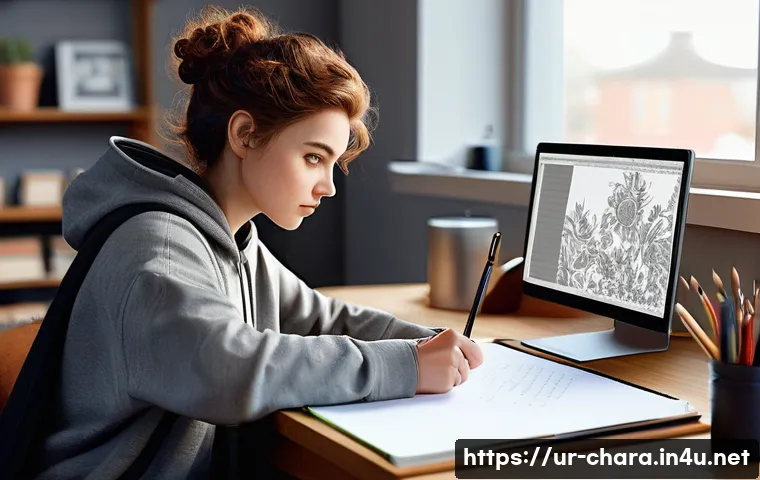 캐릭터디자인 자격증 필기 시험 준비 과정 - **Prompt 1: The Visionary Character Designer at Work**
"A talented female character designer, in...