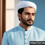 캐릭터디자인에서의 색채학 활용법 - A calm, intelligent male character dressed in light blue and white attire, symbolizing peace and tru...