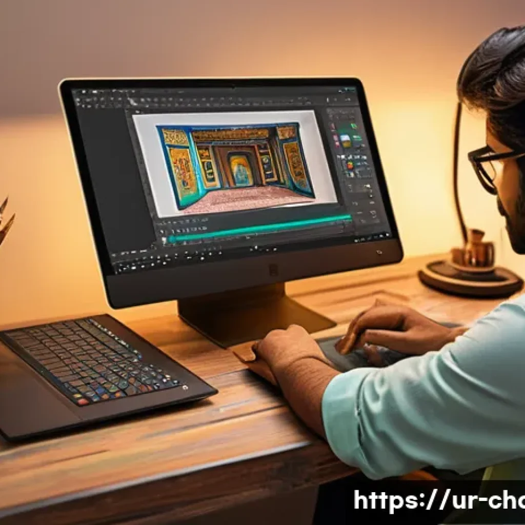 캐릭터디자인 직무의 주요 작업 도구 분석 - A professional digital artist’s workspace in a contemporary Pakistani home studio, featuring a high-...