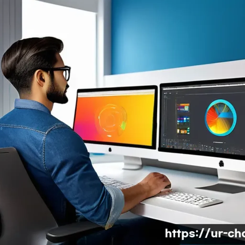 캐릭터디자인 자격증 취득 후 직무 변화 경험 - A professional character designer in a modern digital studio, working intensely on a computer with d...