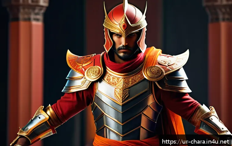 캐릭터디자인 실기 시험 대비를 위한 자료 분석 - A dynamic character design of a confident, brave young man standing tall with arms spread wide, wear...