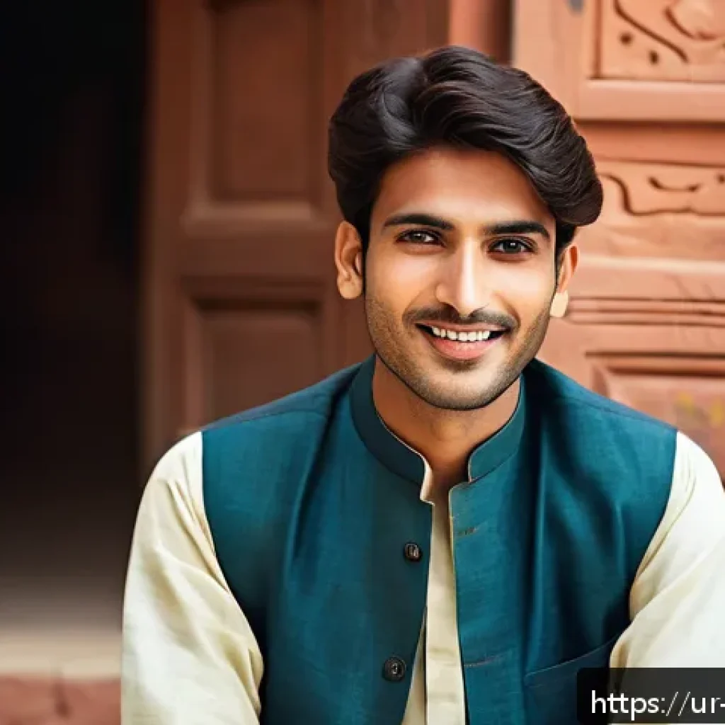 캐릭터디자인에서 디테일의 중요성 - A detailed character portrait of a thoughtful young South Asian man in traditional shalwar kameez, s...