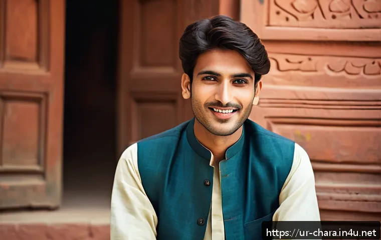 캐릭터디자인에서 디테일의 중요성 - A detailed character portrait of a thoughtful young South Asian man in traditional shalwar kameez, s...