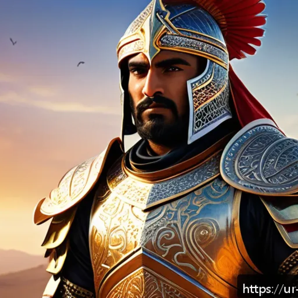 캐릭터디자이너로서의 포트폴리오 개선 팁 - A detailed character portrait of a heroic warrior from a fantasy world, wearing intricately designed...