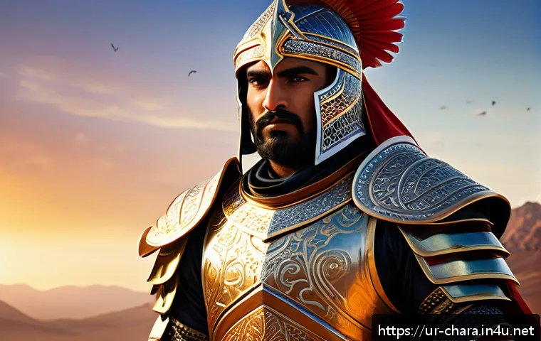캐릭터디자이너로서의 포트폴리오 개선 팁 - A detailed character portrait of a heroic warrior from a fantasy world, wearing intricately designed...