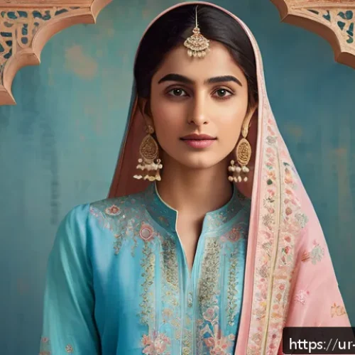 캐릭터디자인과 패턴디자인의 연관성 - A detailed character design of a young Pakistani female artist wearing traditional attire inspired b...