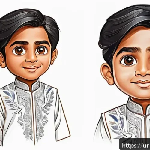 캐릭터디자인에서의 기초 드로잉 강화법 - A dynamic character design sketch featuring a young South Asian boy with large expressive eyes and s...